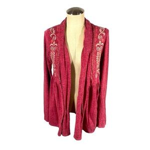 Roper Studio West Embroidered Red Heather Cardigan Size Medium